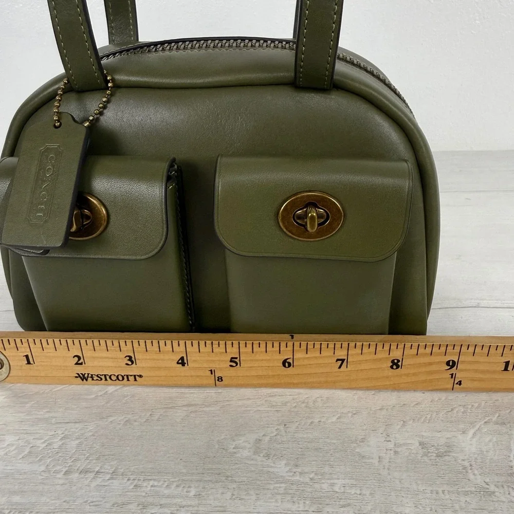 Coach The Twin Turnlock Bag 20 Small Olive Green Leather Satchel Y2K Handbag